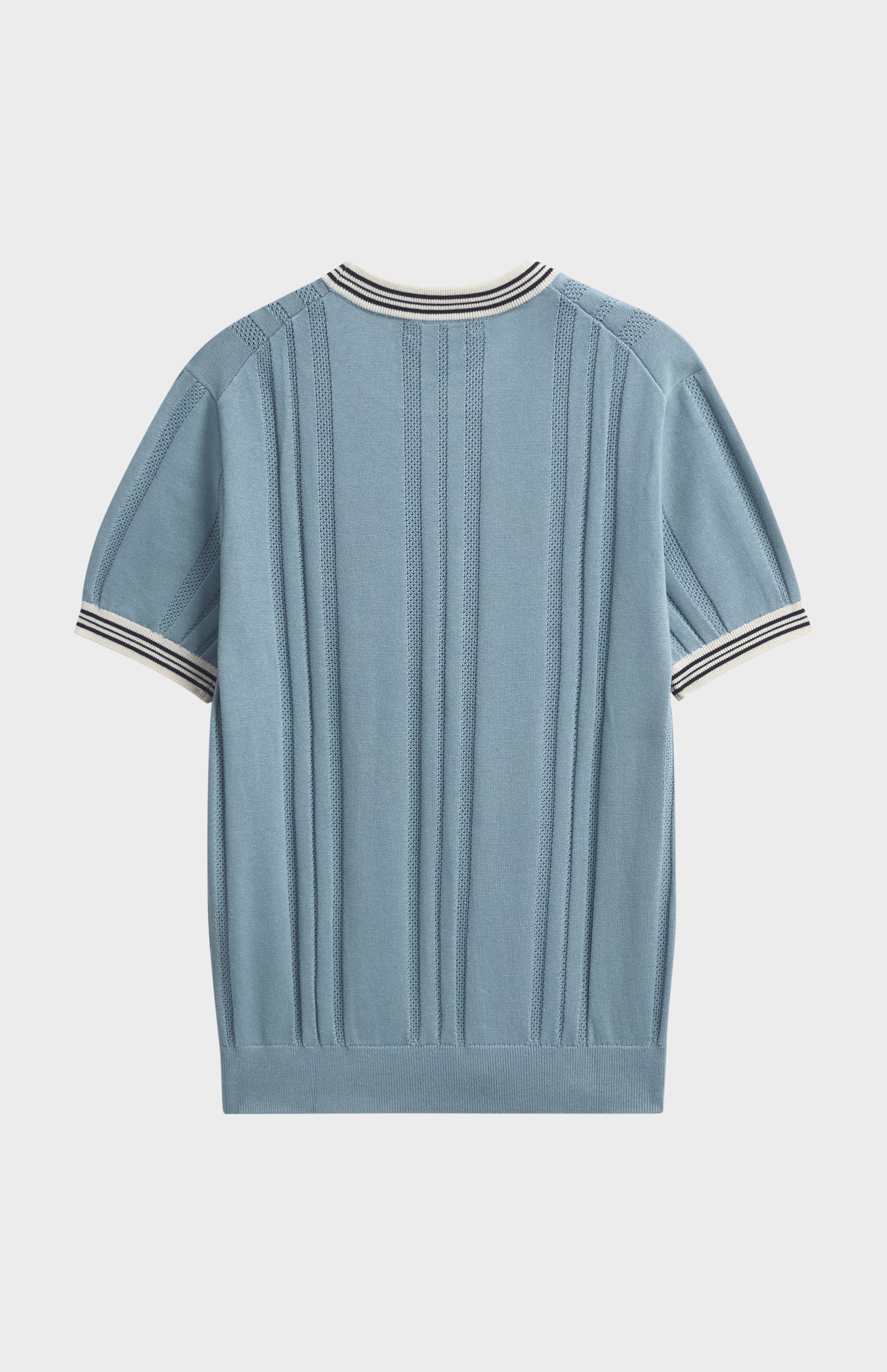 Men's Cotton And Silk Textured House Stripe T-shirt In Light Blue