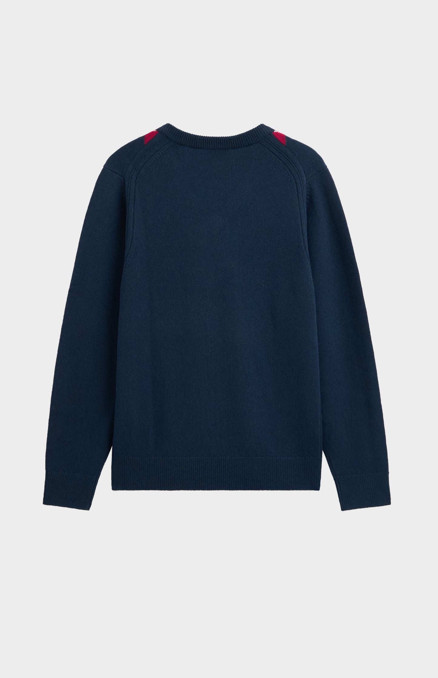 Men's Supersoft Lambswool V-neck Argyle Jumper In Navy / Red / Beige