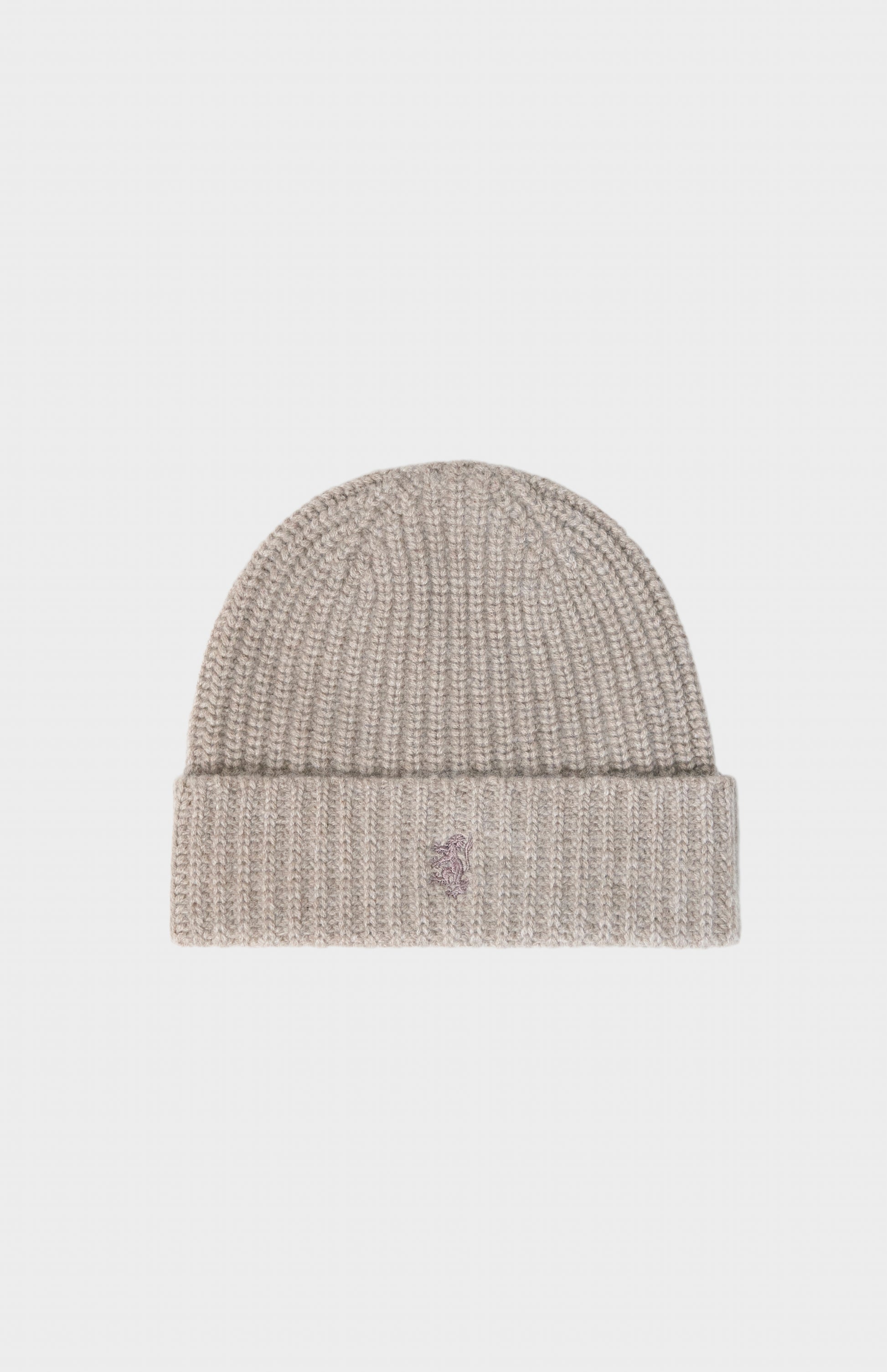 Pringle of Scotland Ribbed Chunky Cashmere Beanie In Mushroom