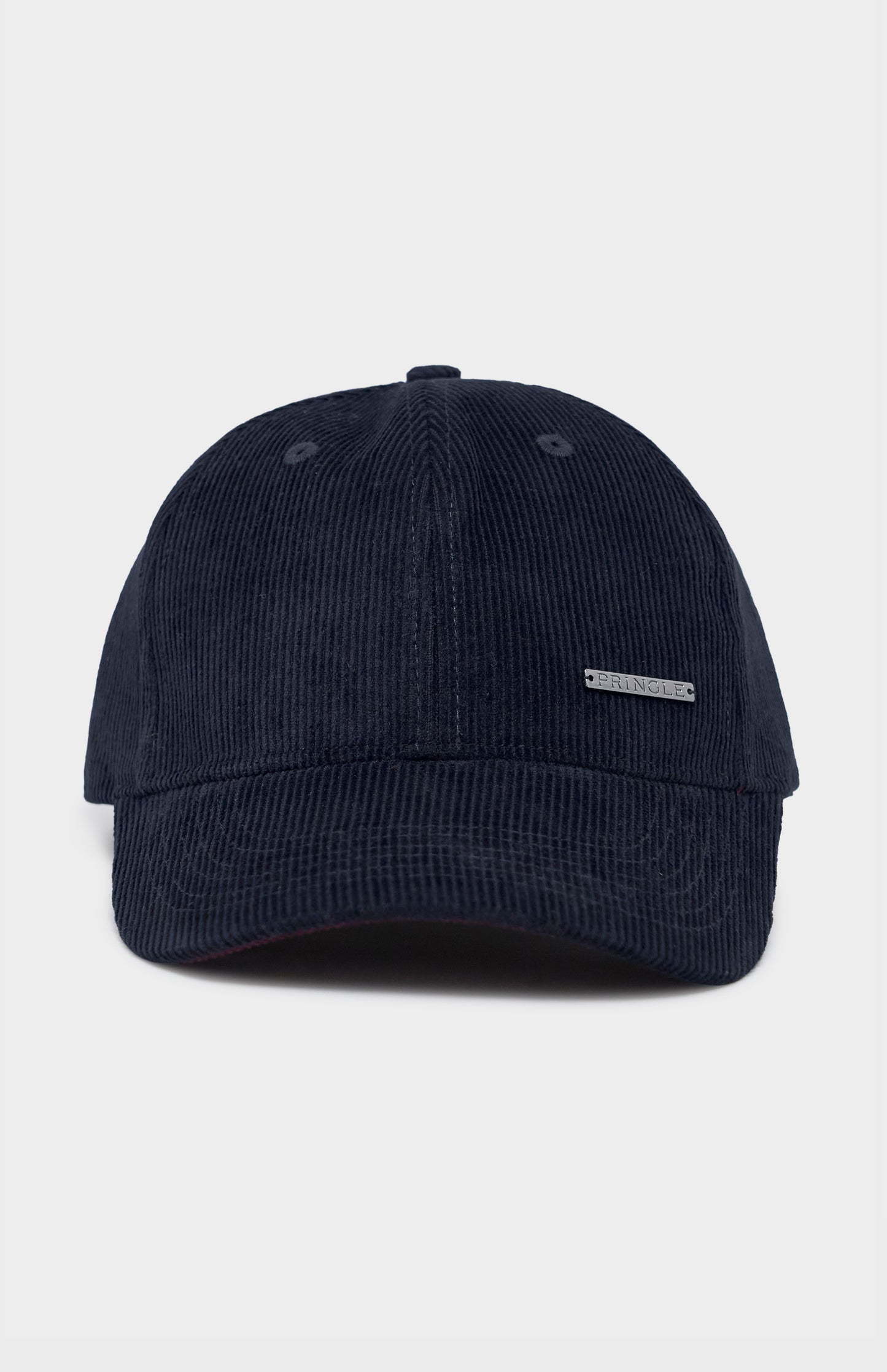 Navy corduroy cap with metal badging 
