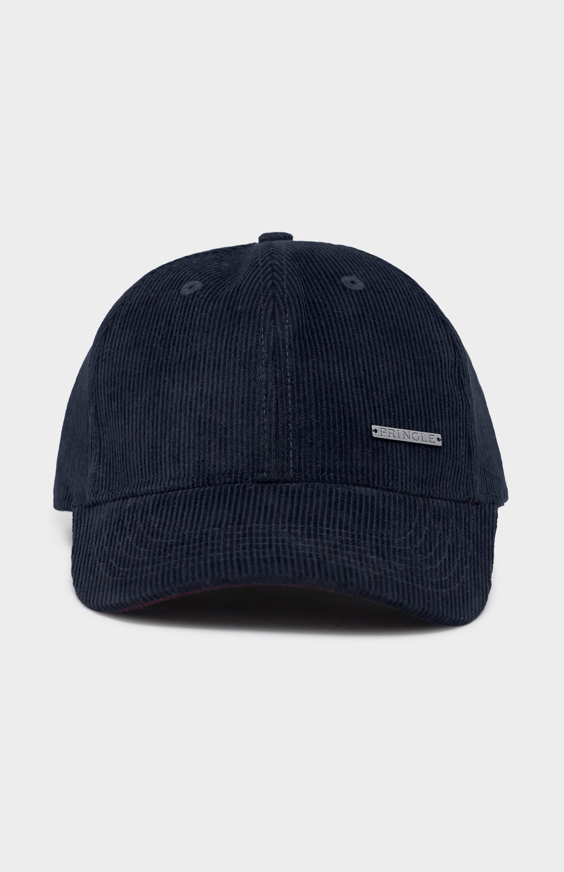 Navy corduroy cap with metal badging 
