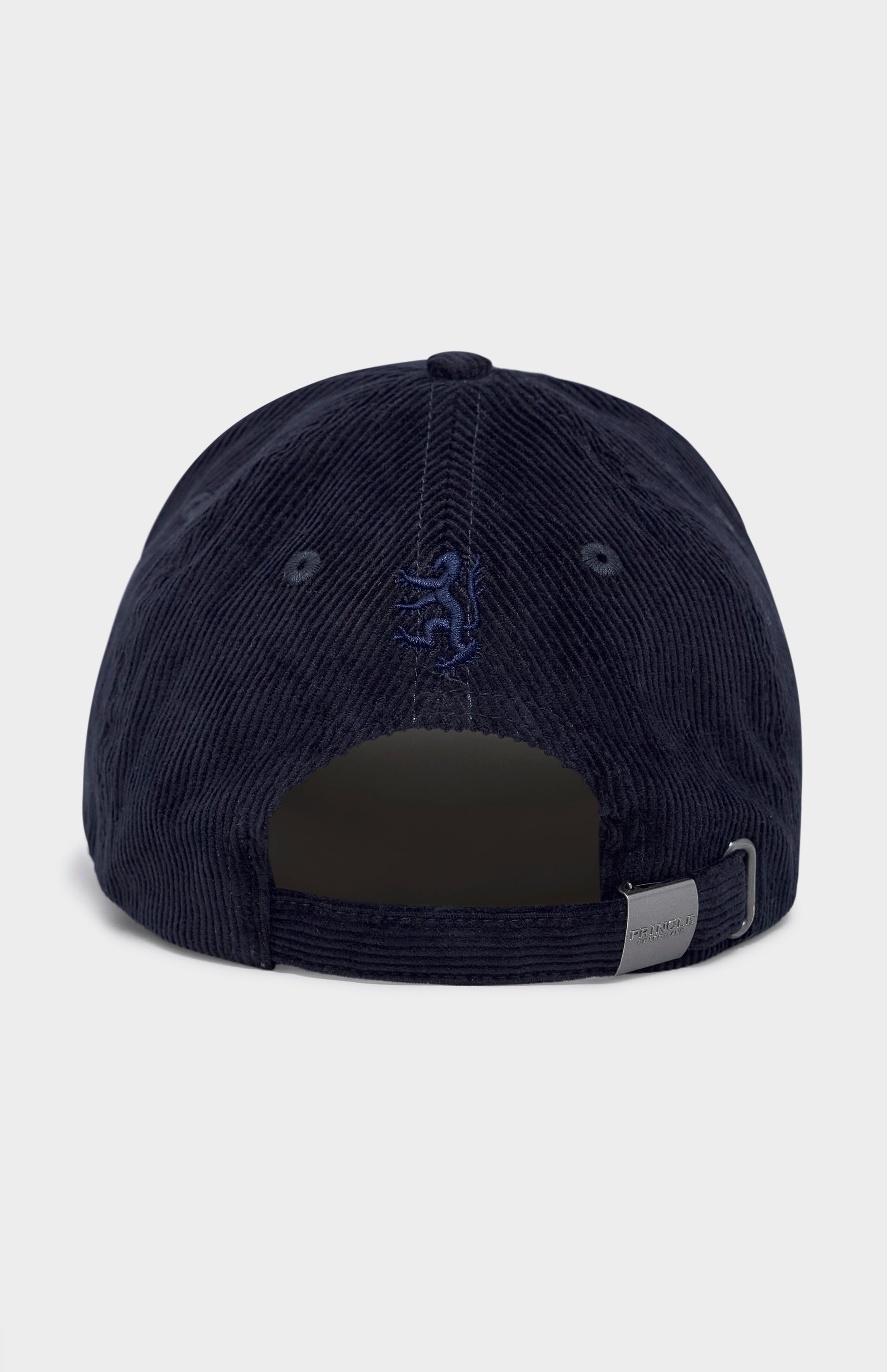 Navy corduroy cap with tonal lion logo on the back