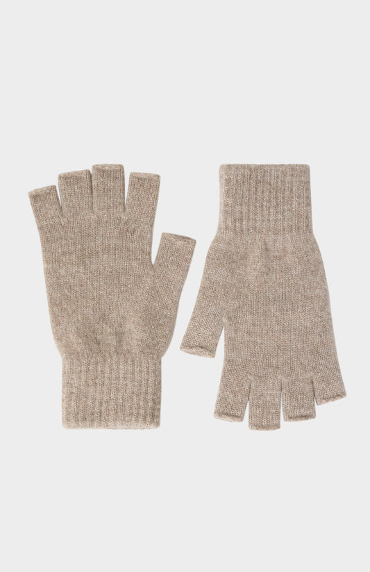 Pringle of Scotland Fingerless Cashmere Gloves In Mushroom