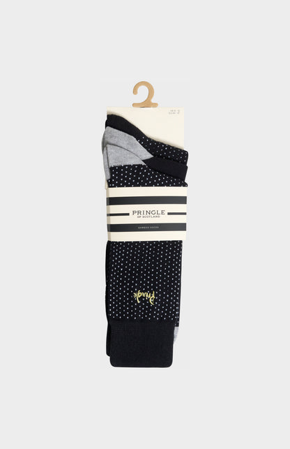 Pringle Men’s Black Bamboo Jacquard Socks with Polka Dot Pattern in 3 pack