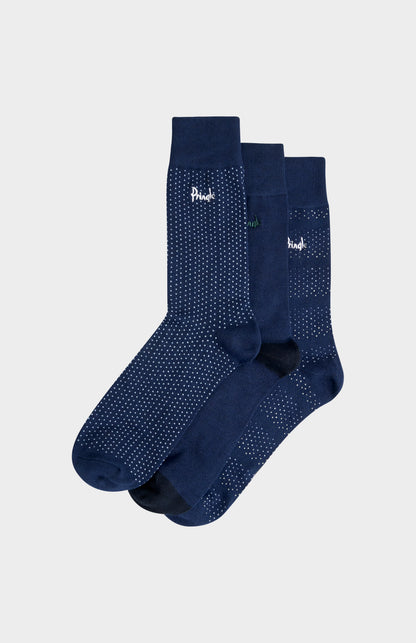 Pringle Men’s Blue Bamboo Jacquard Socks with Polka Dot Pattern