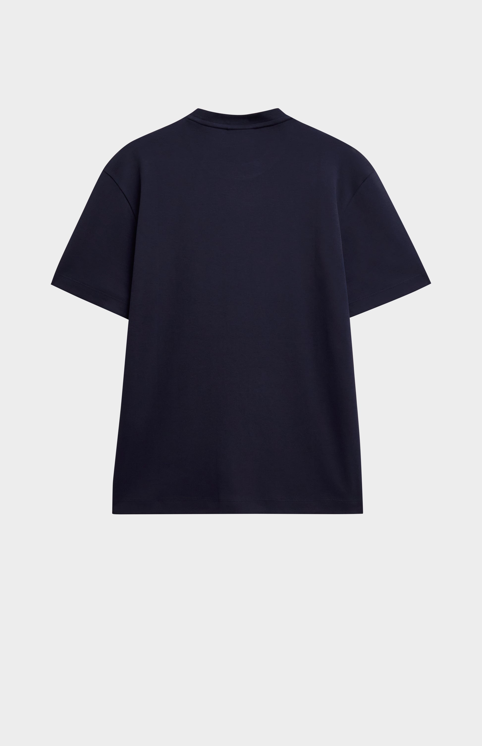 Navy t-shirt on a light gray background