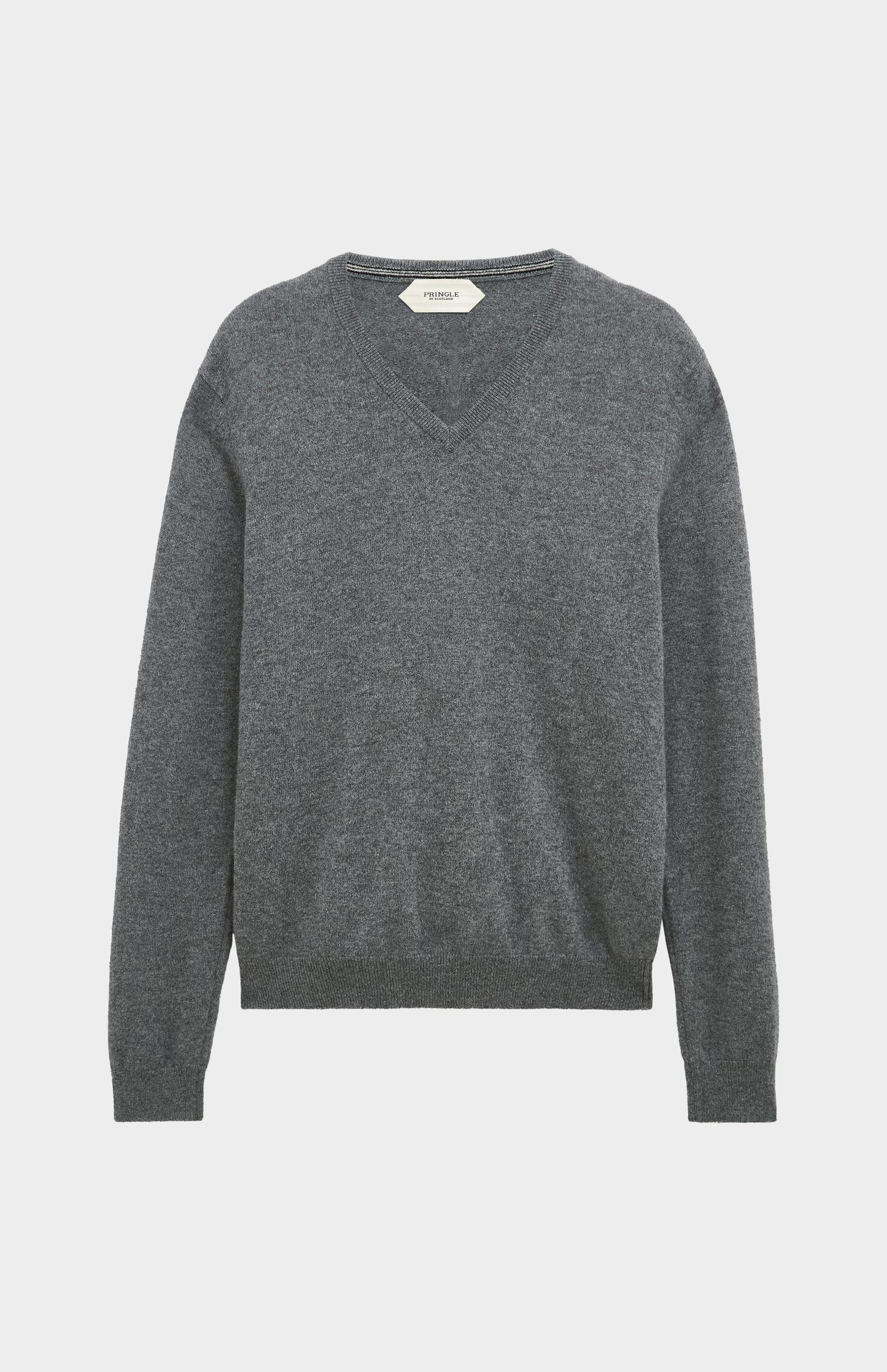 Pringle of Scotland Men’s Cashmere V-Neck Jumper In Light Grey Melange