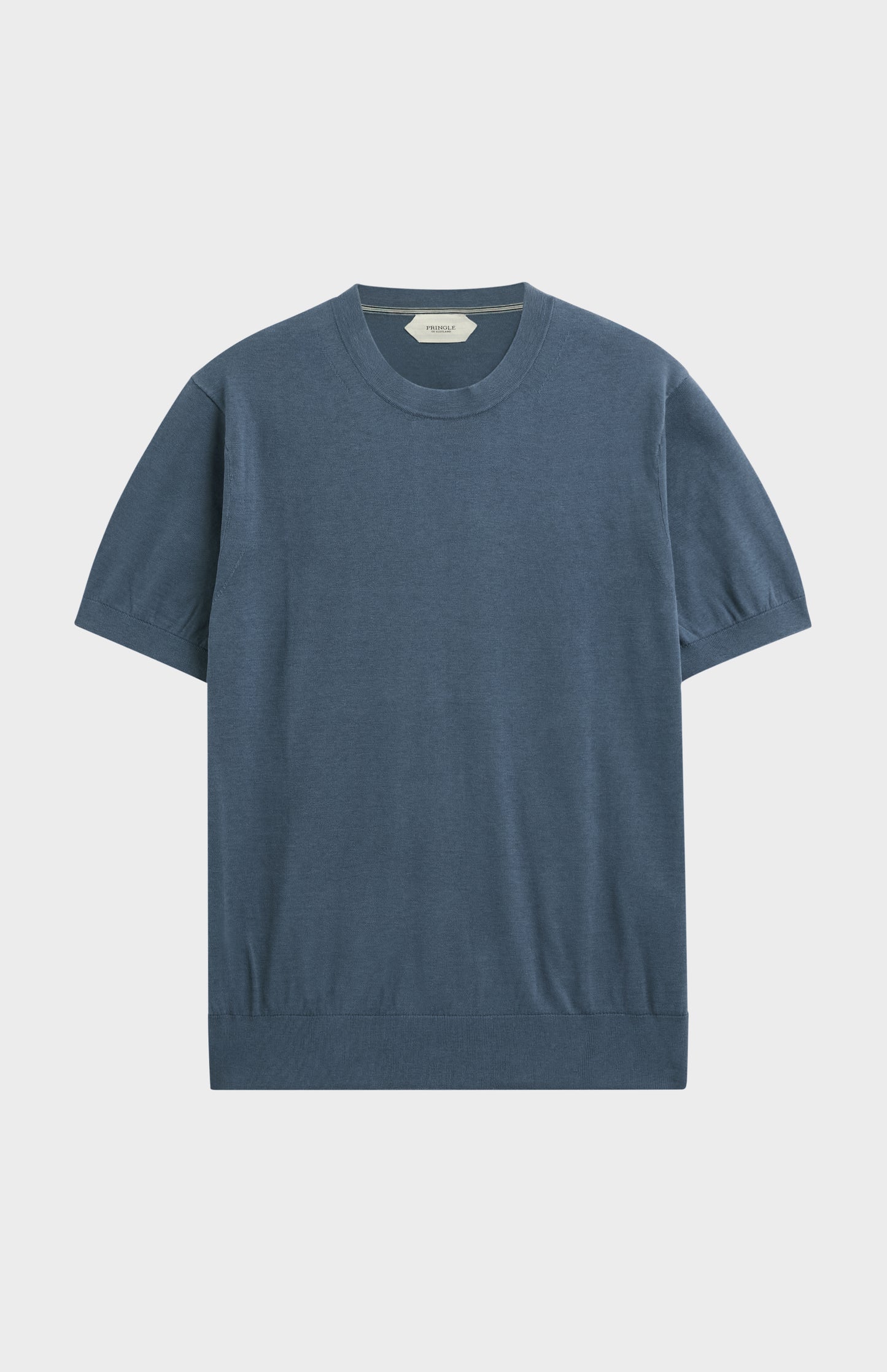 Men's Silk And Cotton Knitted Tee In Blue