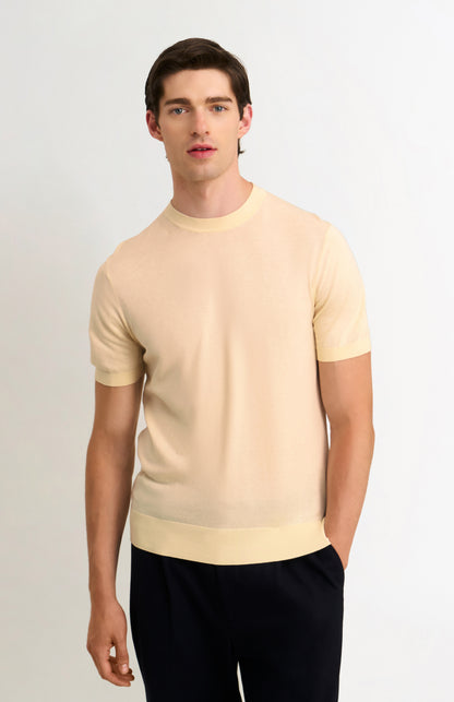 Men's Men's Silk And Cotton Knitted Tee In Ecru