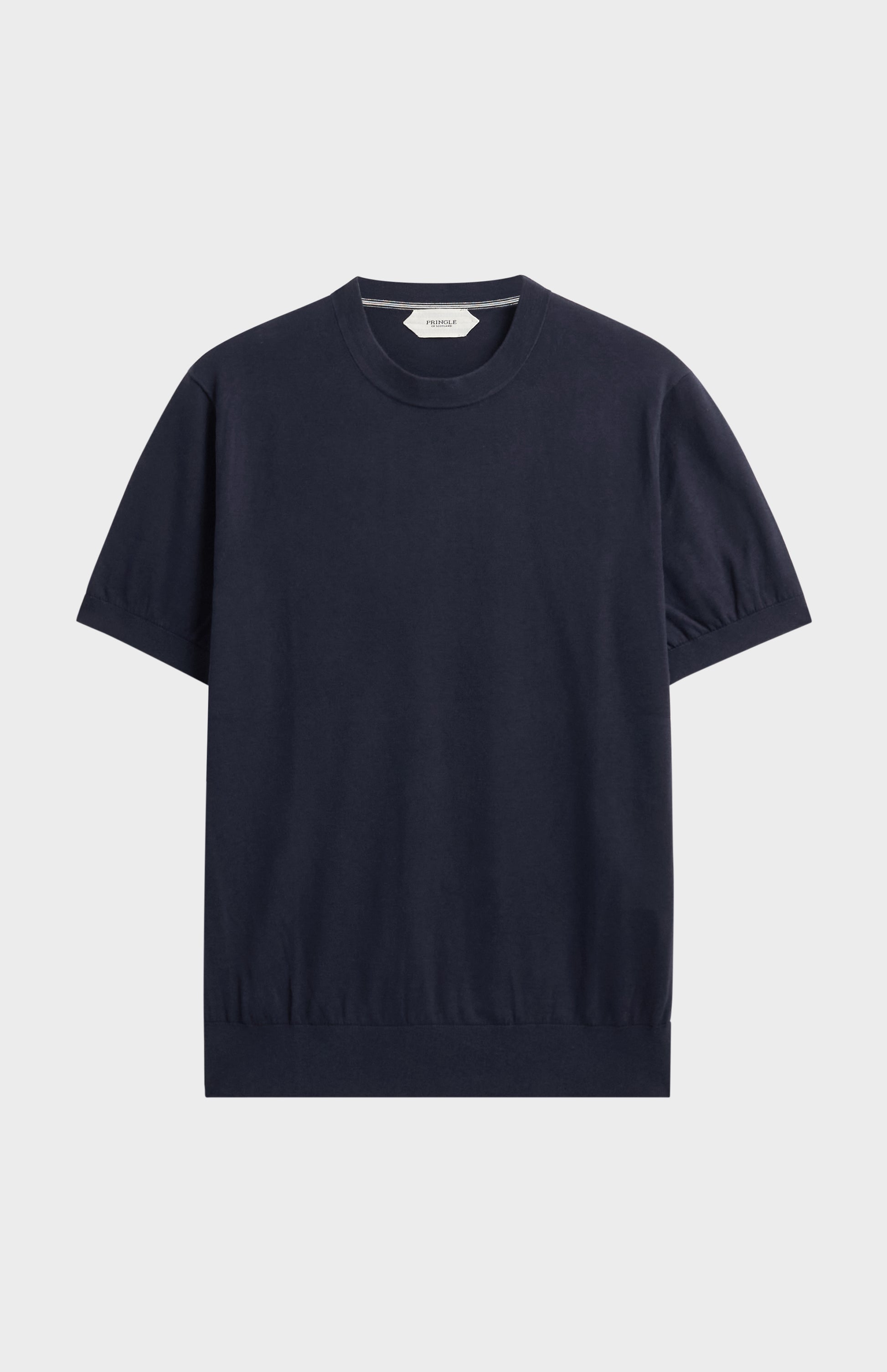 Men's Silk And Cotton Knitted Tee In Navy
