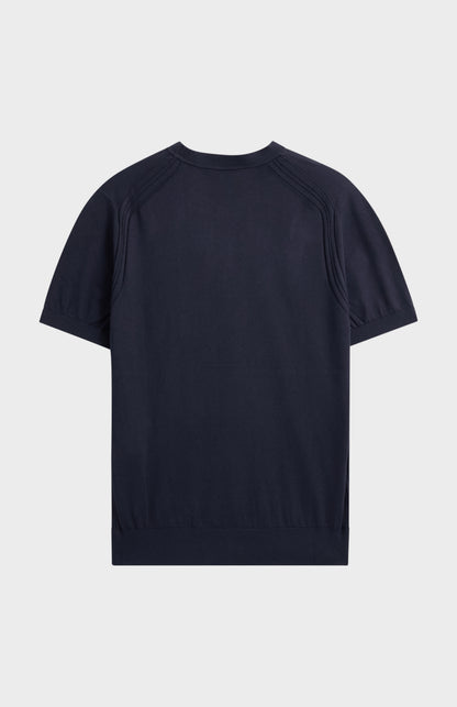 Men's Silk And Cotton Knitted Tee In Navy