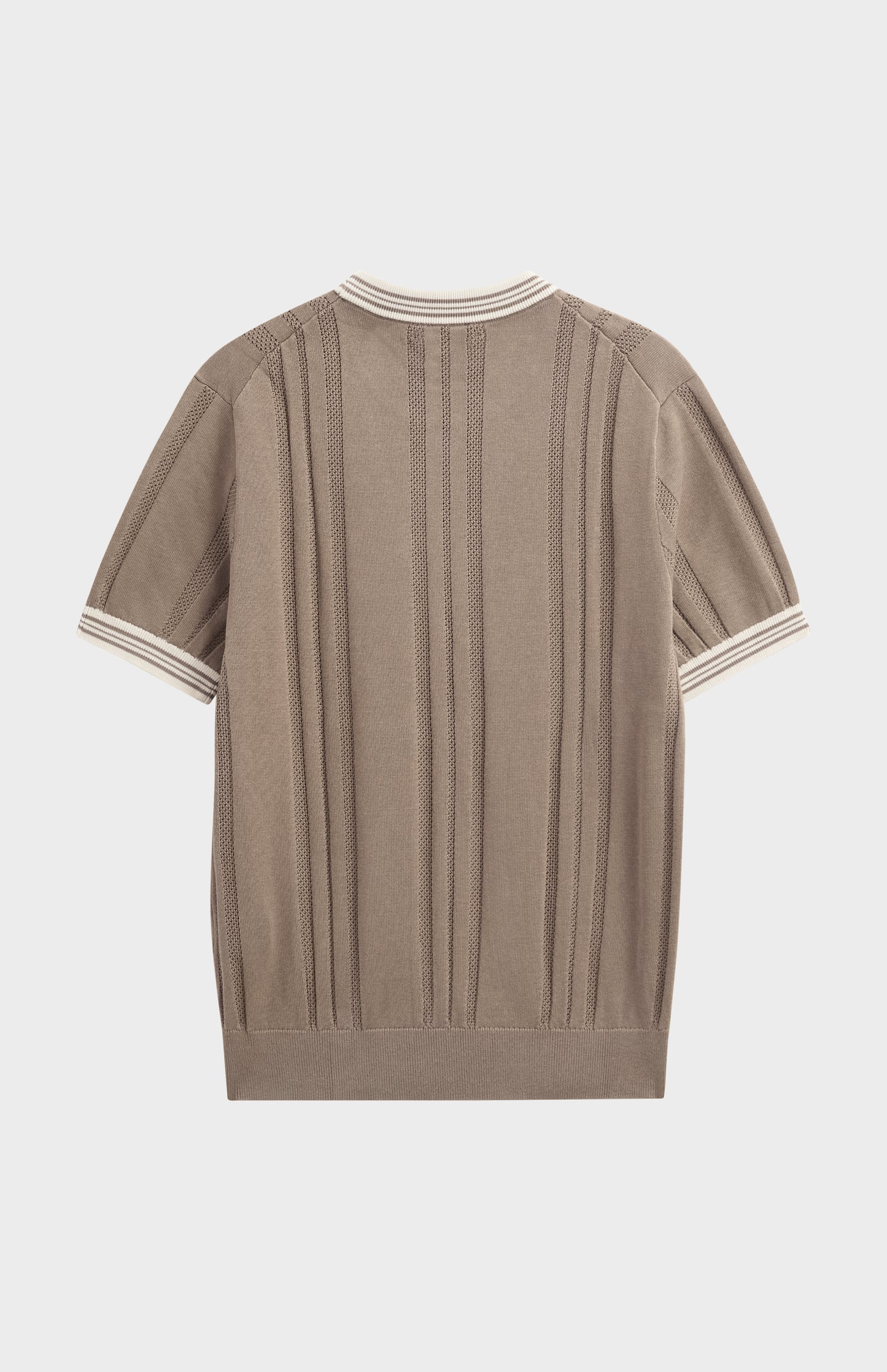 Men's Cotton And Silk Textured House Stripe T-shirt In Mushroom