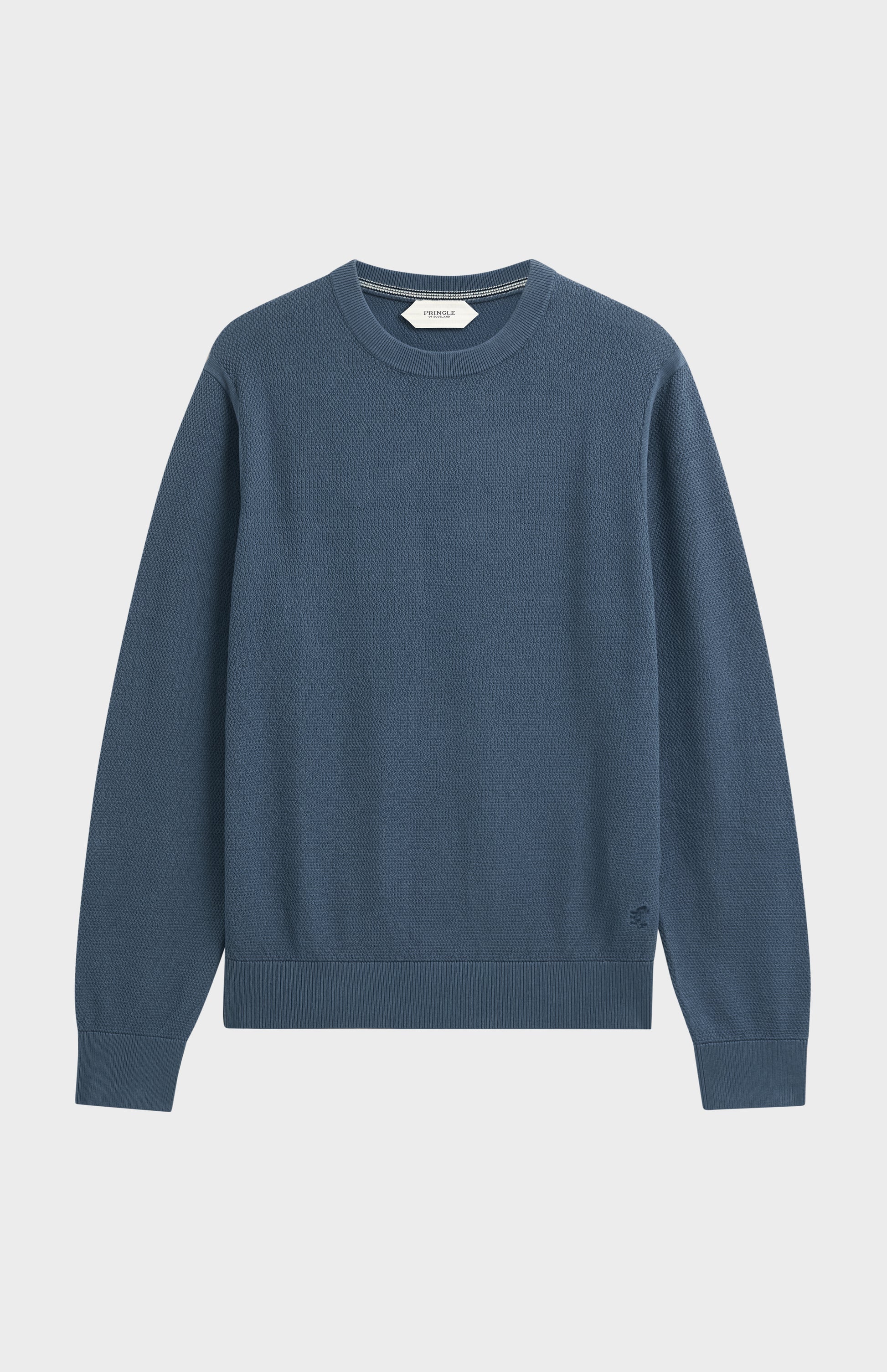 Men's Silk And Cotton Diamond Stitch Crew Neck Jumper In Blue