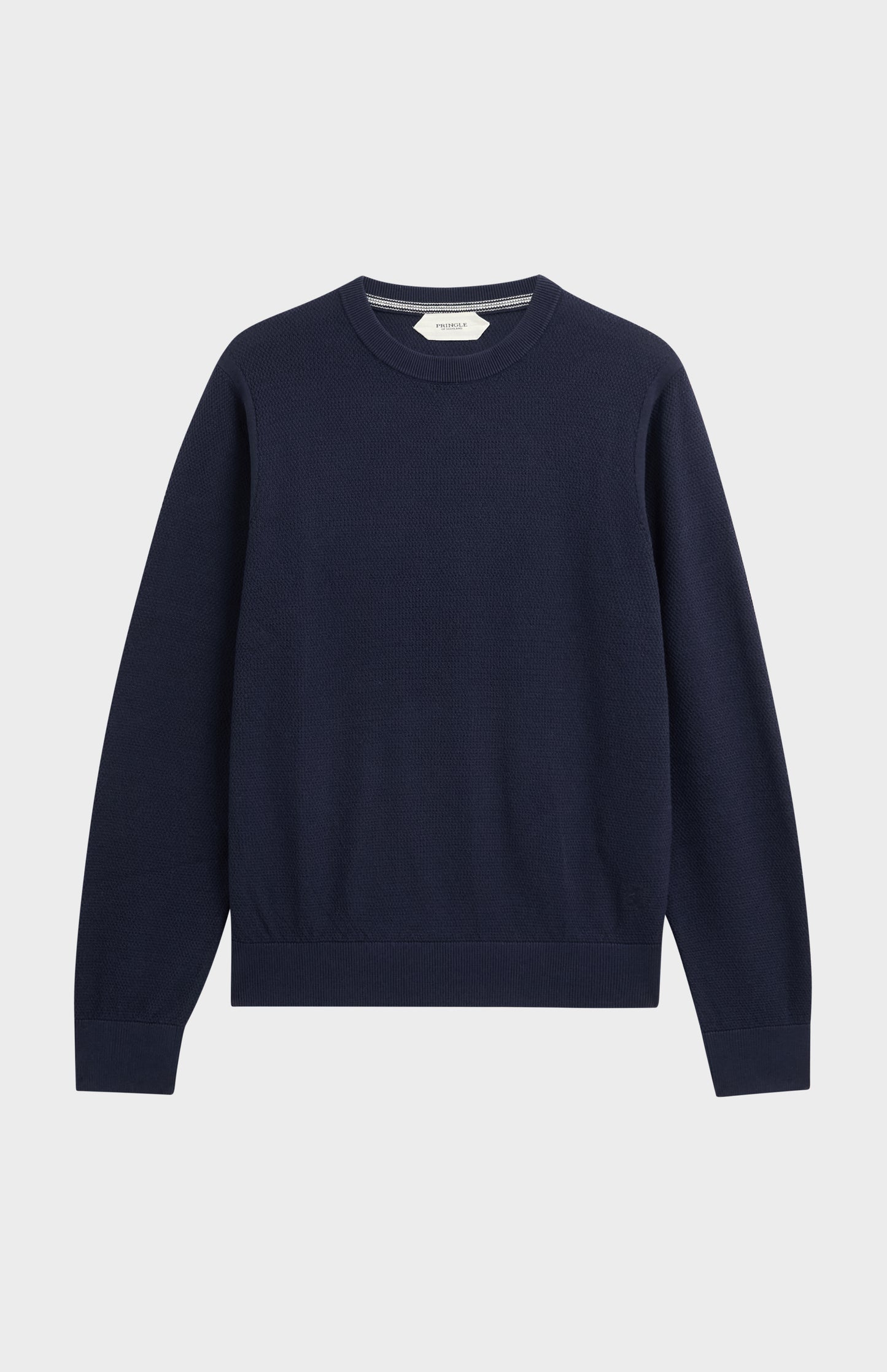 Men's Silk And Cotton Diamond Stitch Crew Neck Jumper In Navy