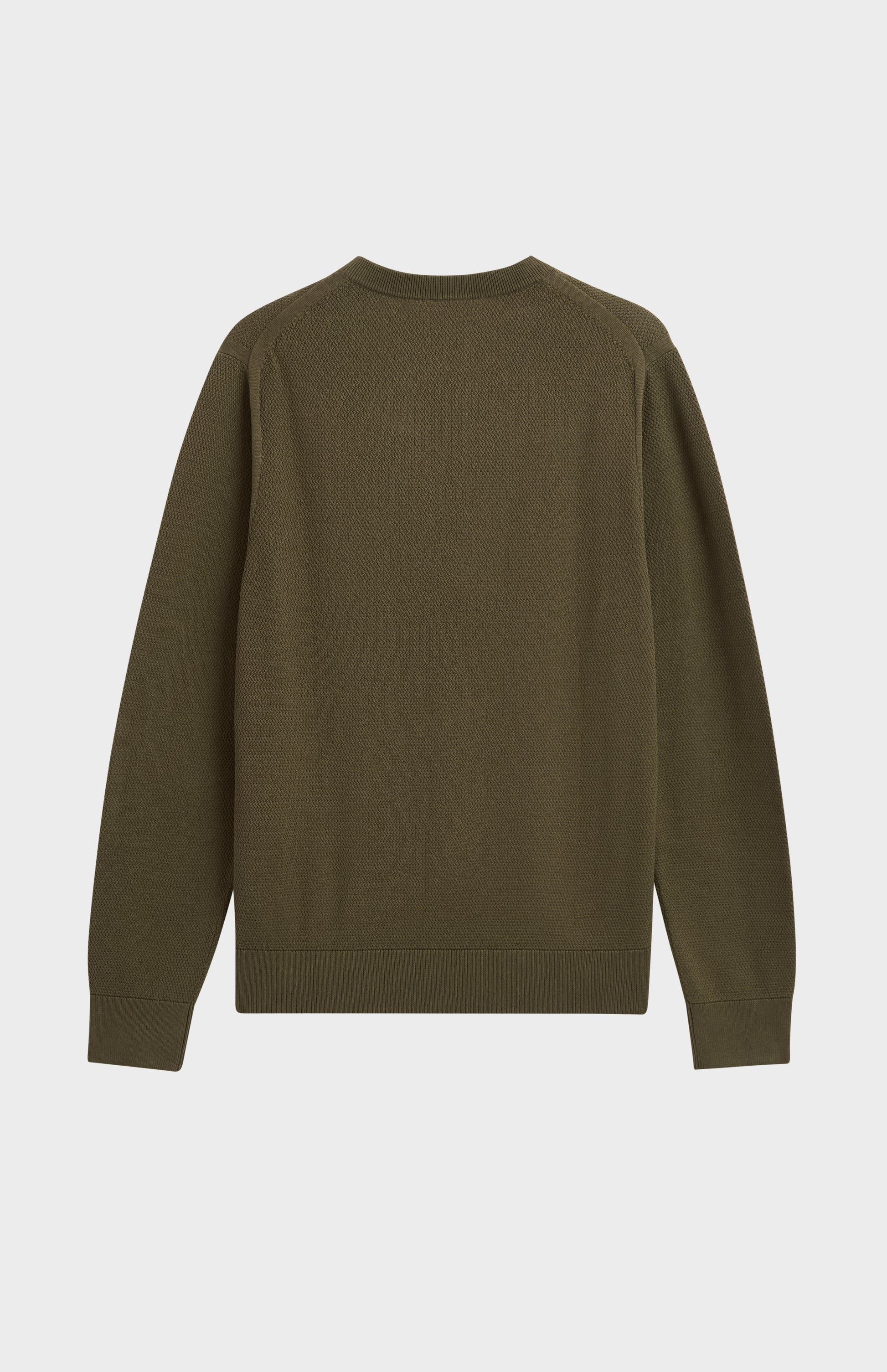 Men's Silk And Cotton Diamond Stitch Crew Neck Jumper In Olive Green