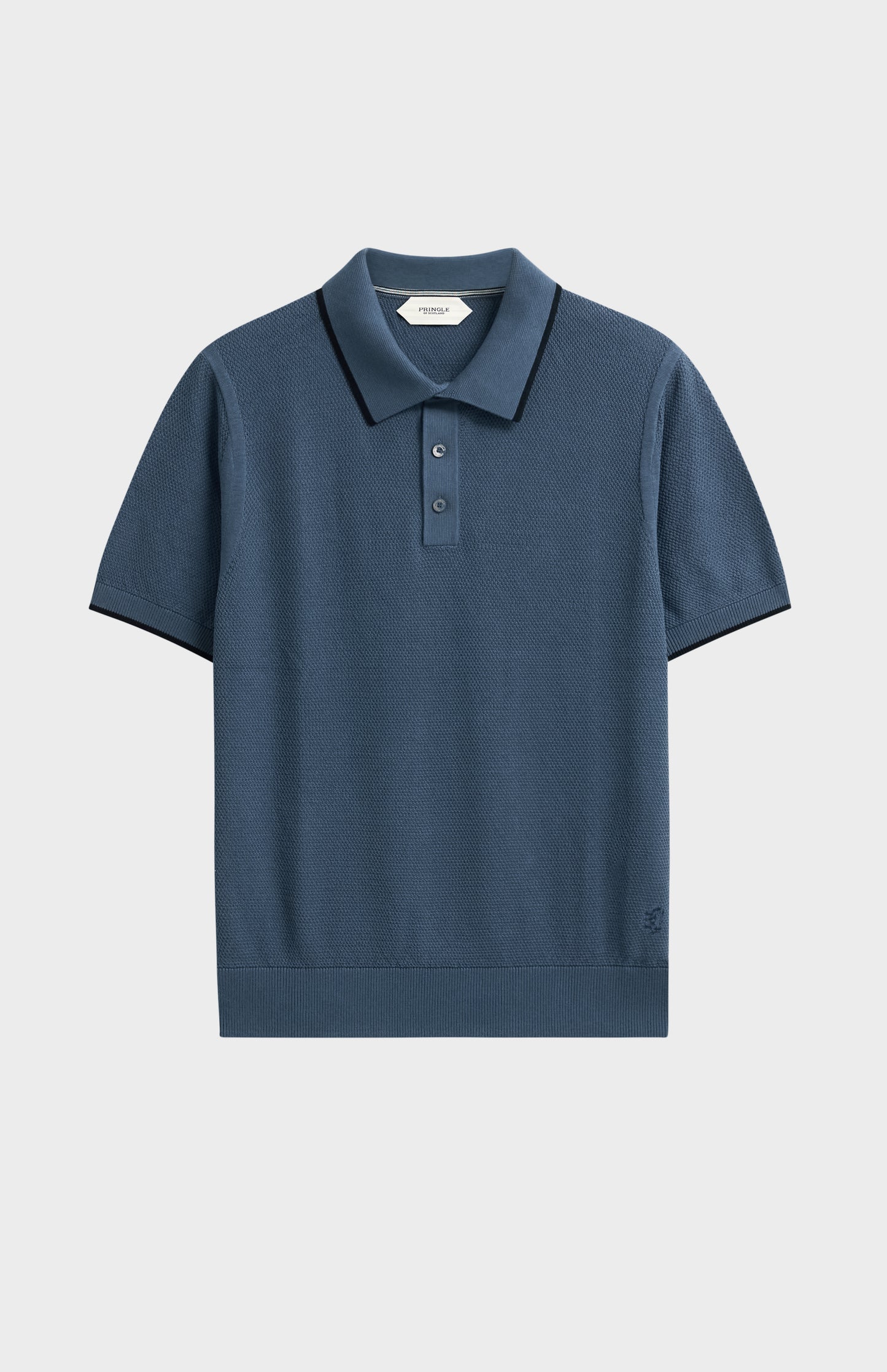 Men's Silk And Cotton Diamond Stitch Polo Shirt In Blue