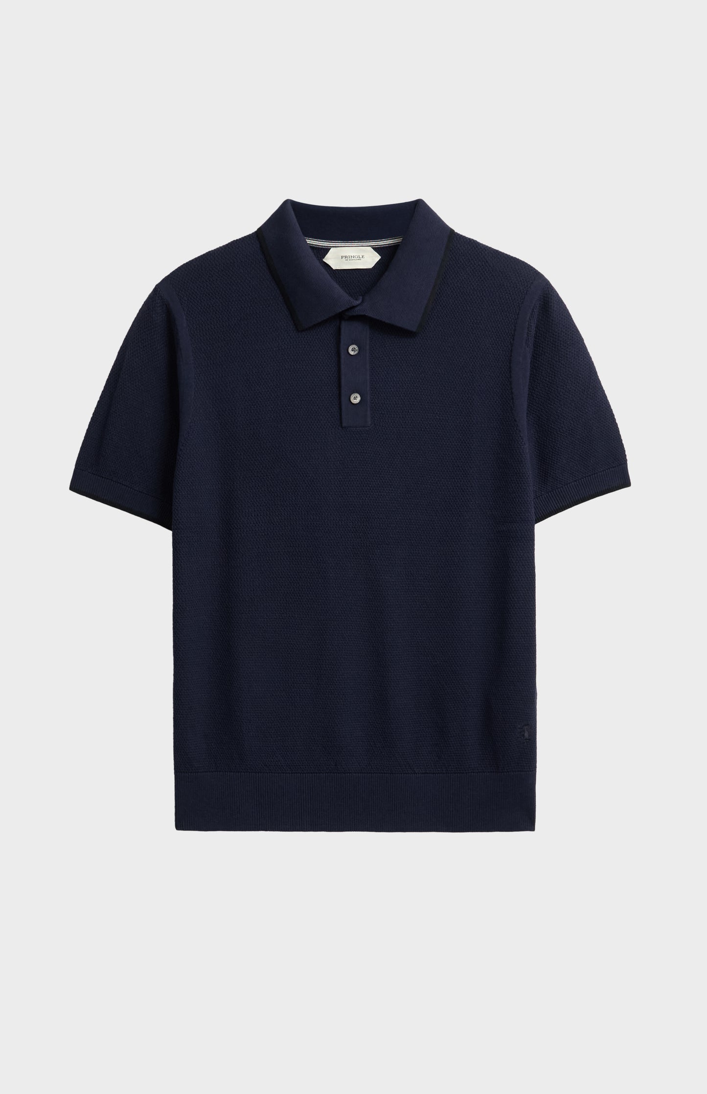 Men's Silk And Cotton Diamond Stitch Polo Shirt In Navy