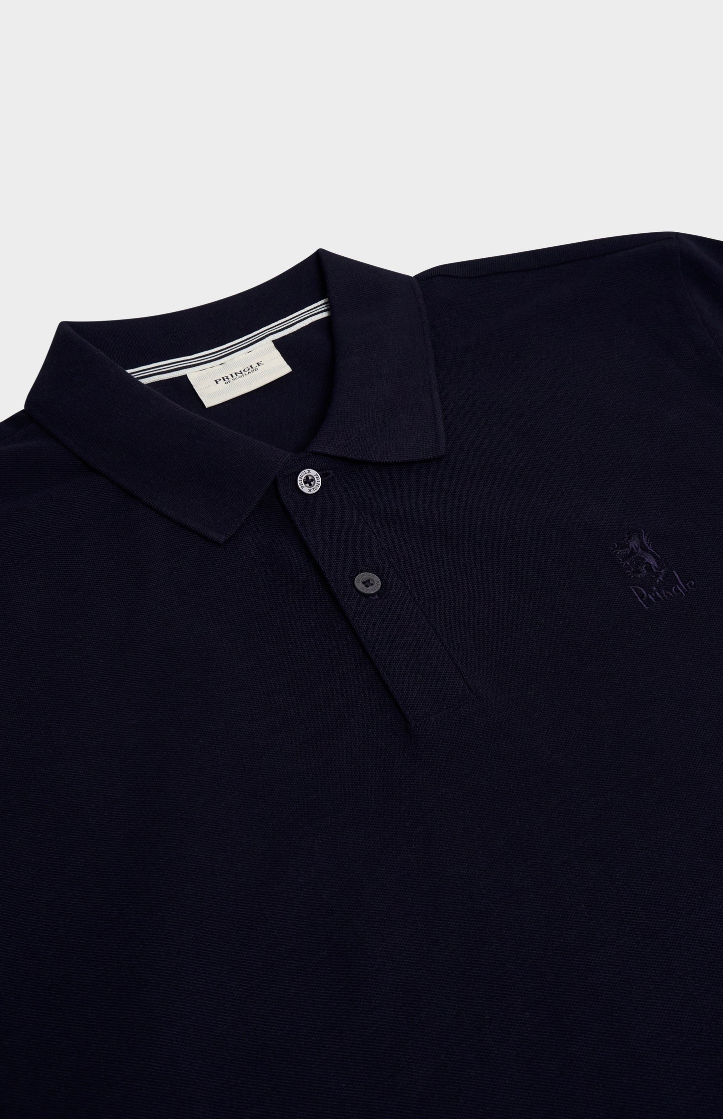 Men's Cotton Pique Long Sleeve Polo Shirt In Navy