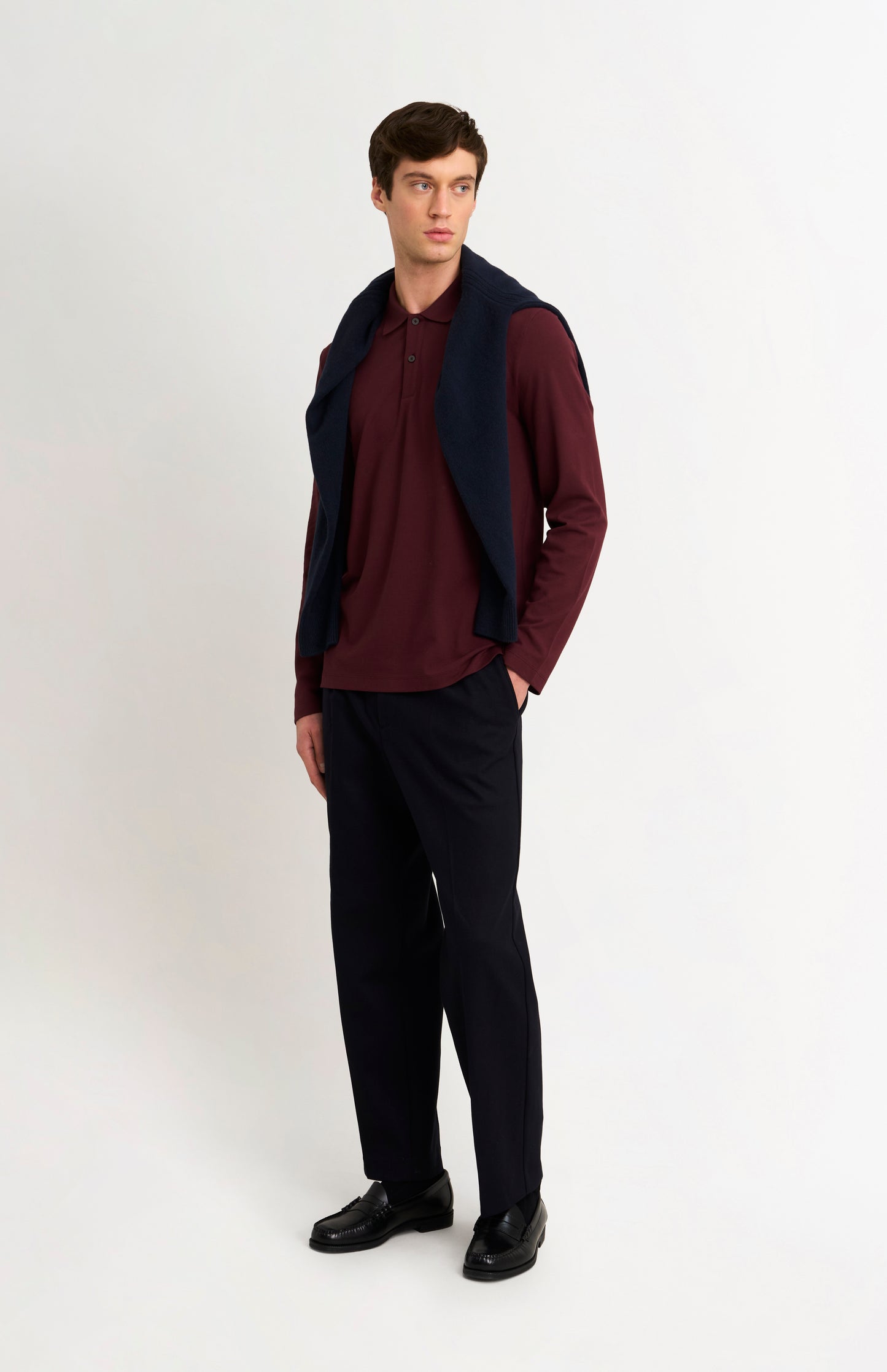 Men's Cotton Pique Long Sleeve Polo Shirt In Port Royale