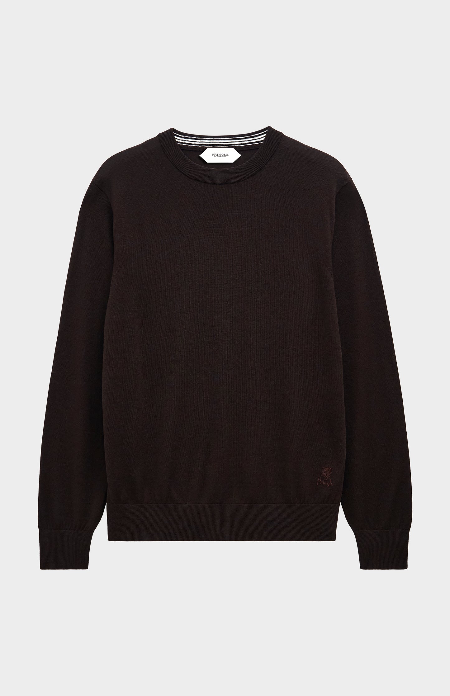 Pringle of Scotland Men’s Merino Wool Crew Neck Jumper In Dark Brown