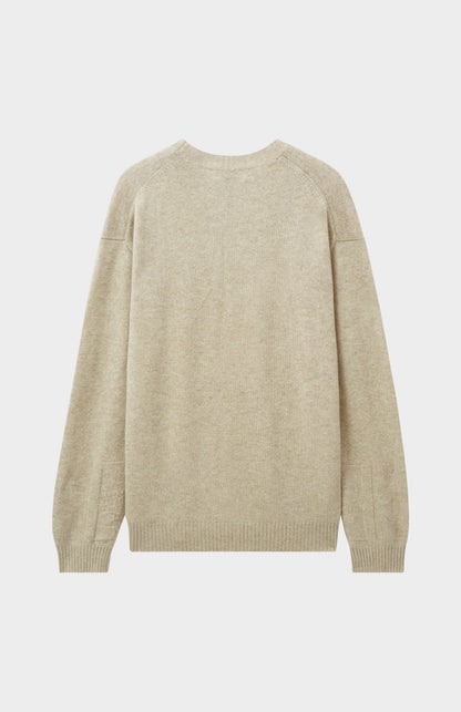 Pringle of Scotland Men's Round Neck Cashmere Jumper In Oatmeal rear view
