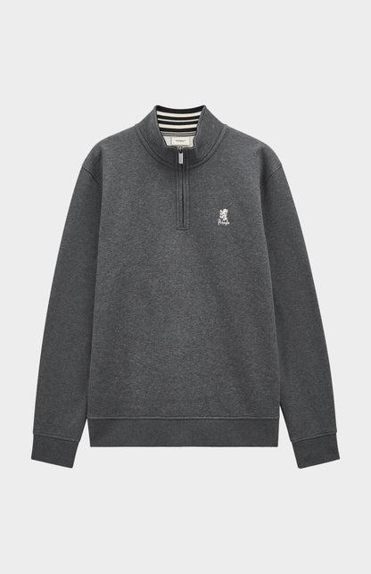 Pringle of Scotland Men's Qtr Zip Track Jumper In Charcoal Melange