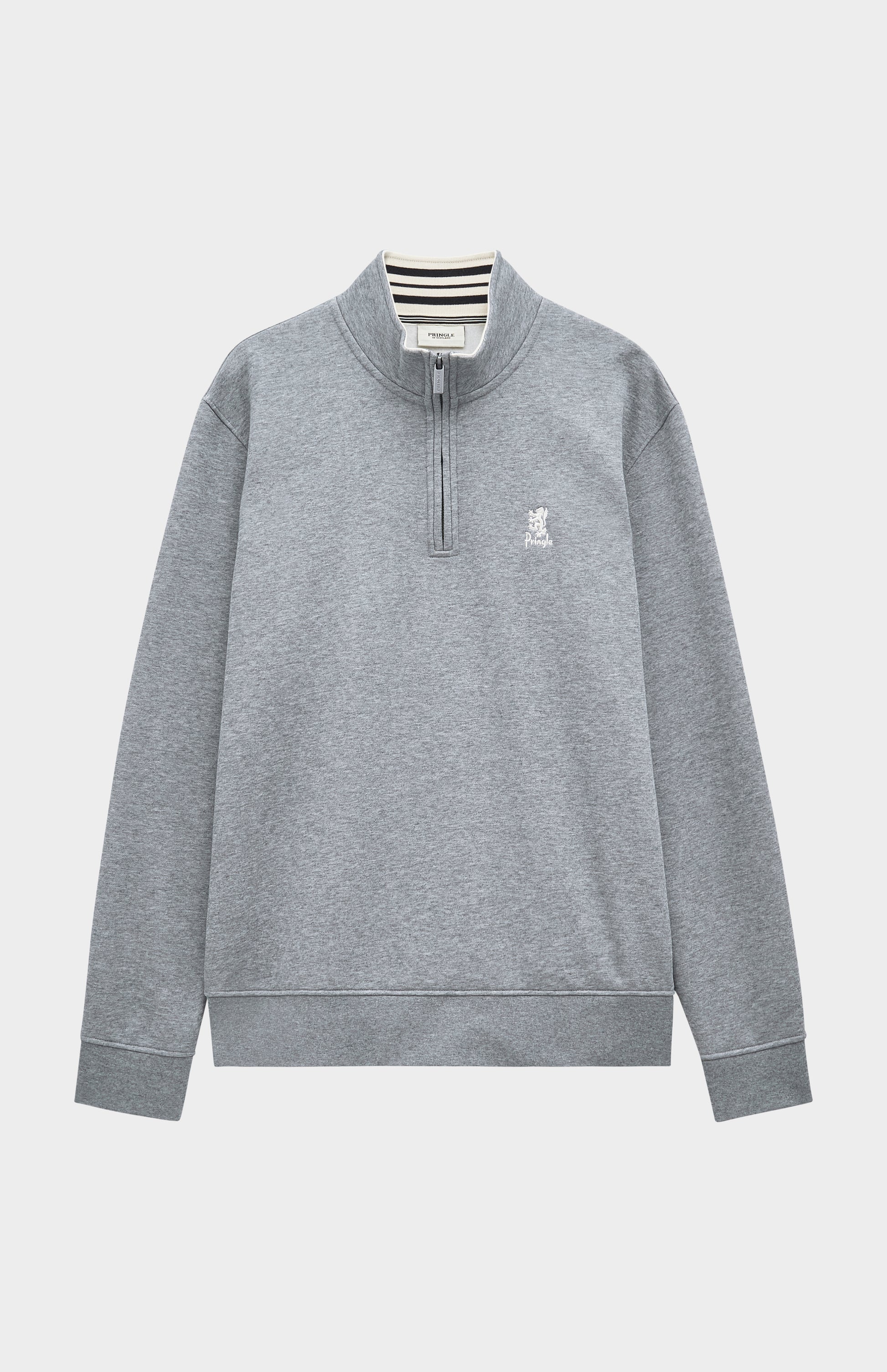 Pringle of Scotland Men's Qtr Zip Track Jumper In Grey Melange