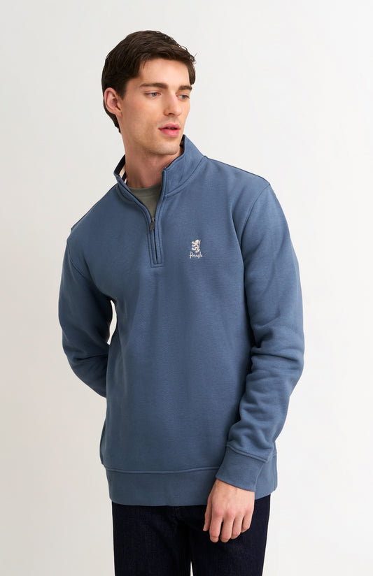 Men's Quarter Zip Track Jumper In Bering Sea Blue