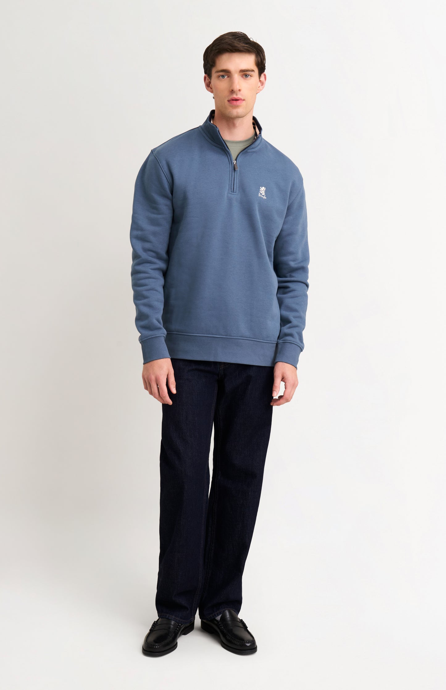 Men's Quarter Zip Track Jumper In Bering Sea Blue