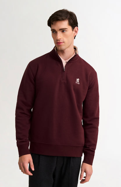 Men's Quarter Zip Track Jacket In Burgundy
