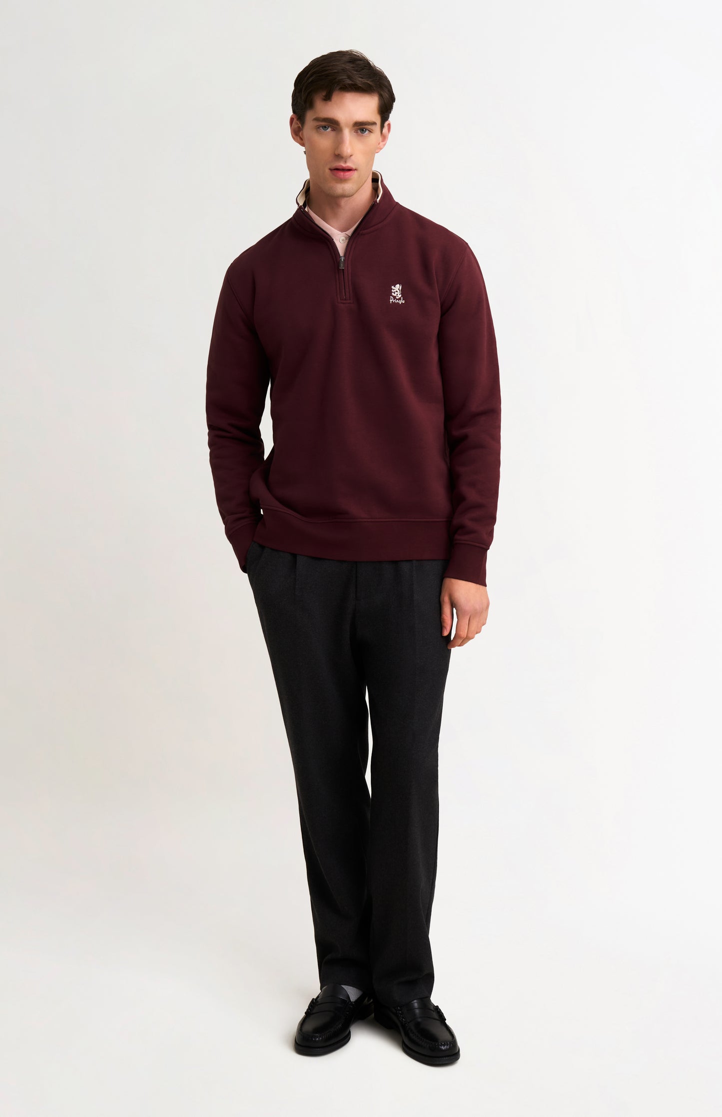 Men's Quarter Zip Track Jacket In Burgundy