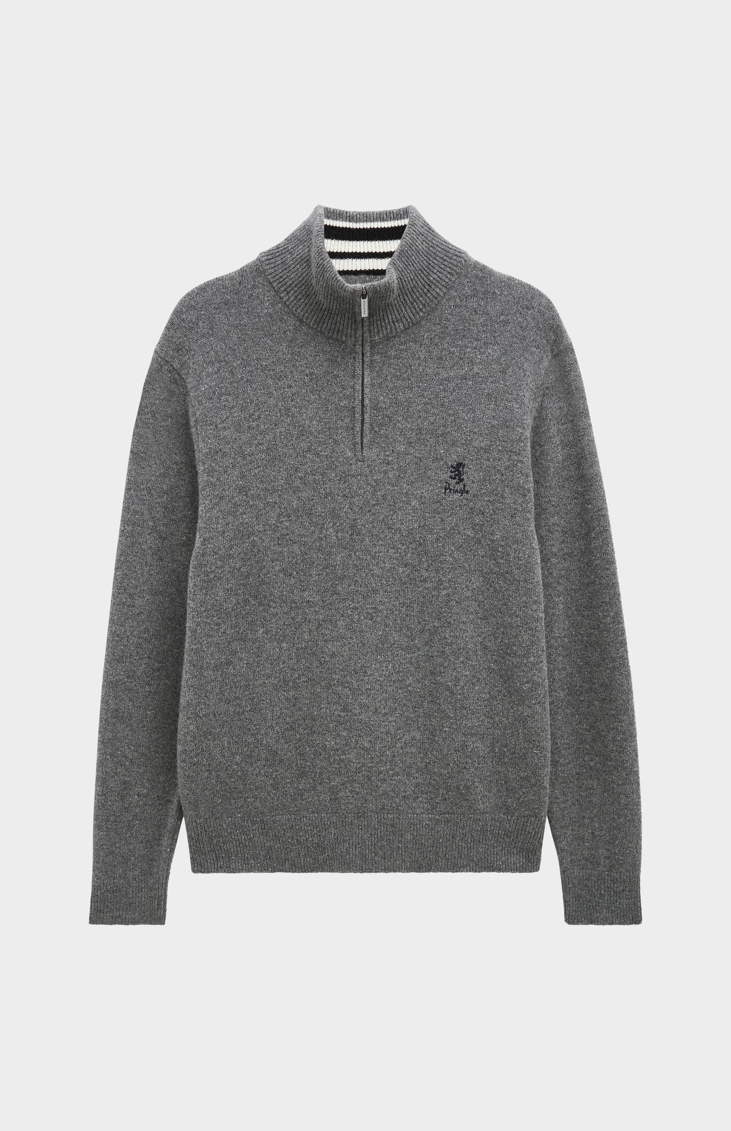 Pringle of Scotland Men’s Lambswool Qtr Zip Jumper In Grey Melange