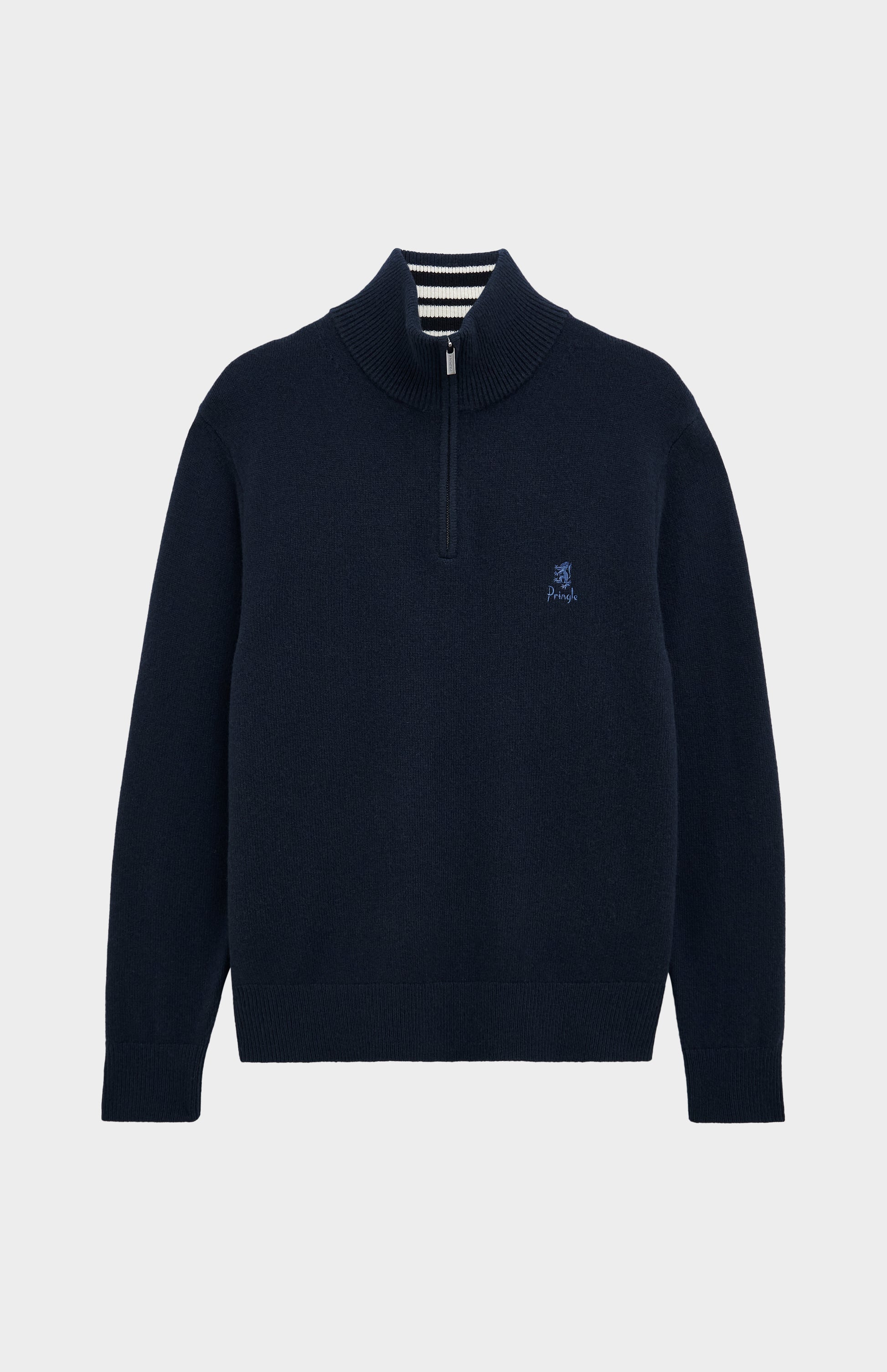 Pringle of Scotland Men’s Lambswool Qtr Zip Jumper In Navy Blue