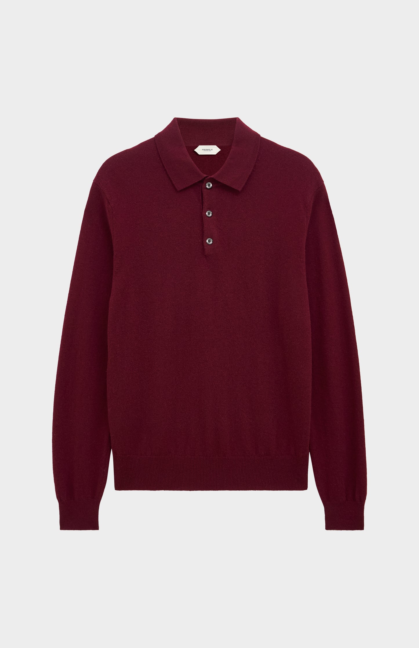 Pringle of Scotland Men’s Cashmere Polo Shirt Jumper In Burgundy