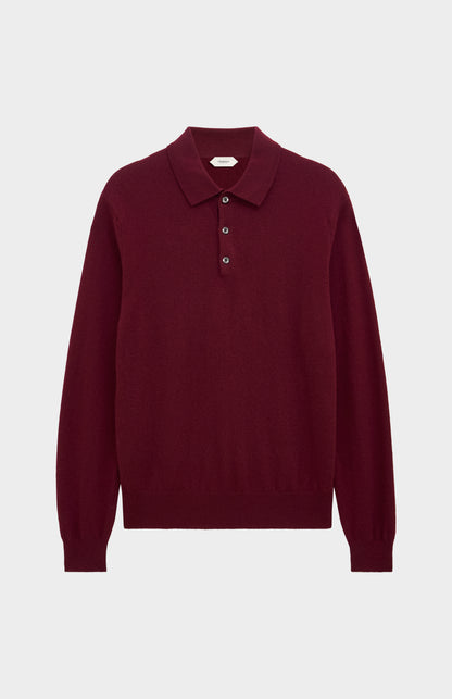 Pringle of Scotland Men’s Cashmere Polo Shirt Jumper In Burgundy