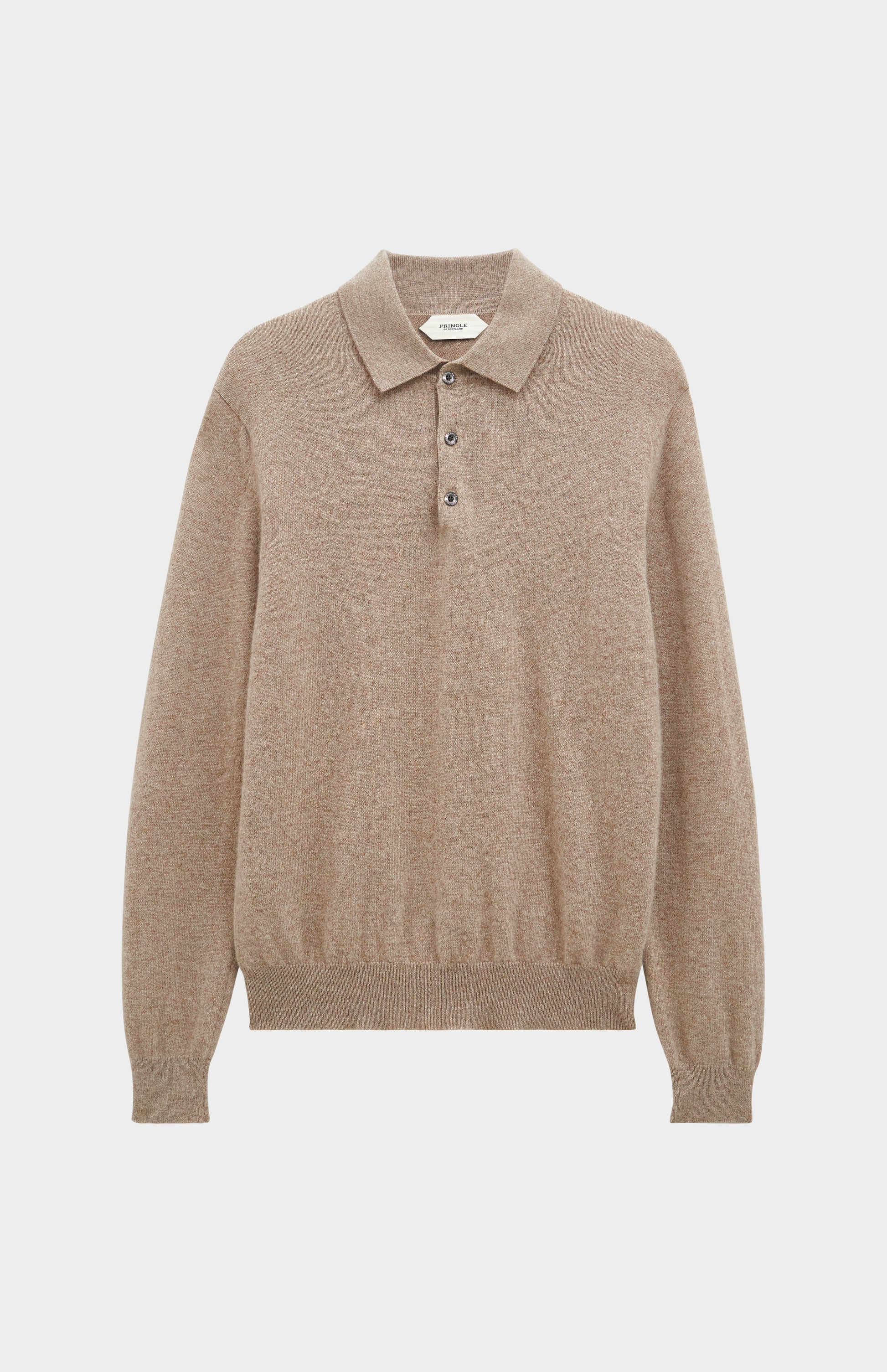 Pringle of Scotland Men’s Cashmere Polo Shirt Jumper In Camel