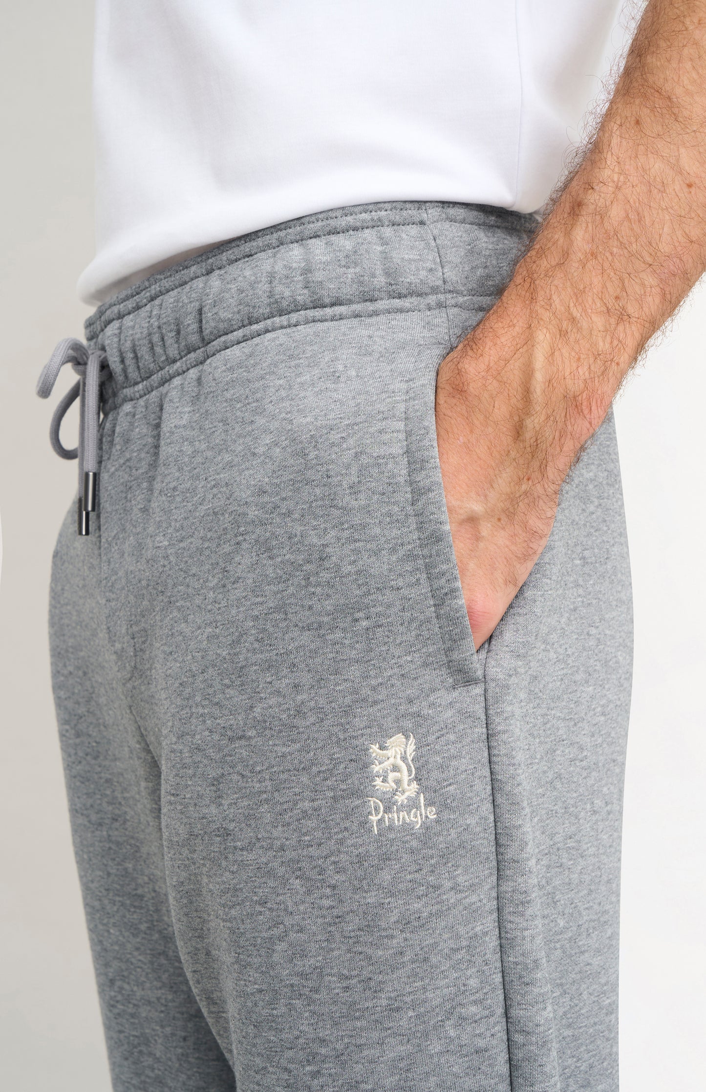 Pringle of Scotland Men's Track Pants In Grey Melange lion logo detail