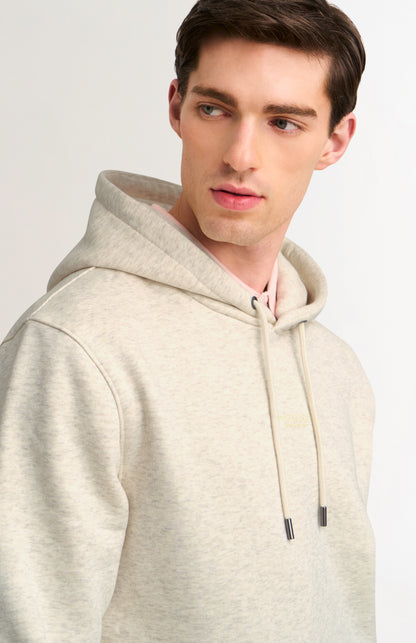 Men's Hooded Jumper In Ecru Beige Melange