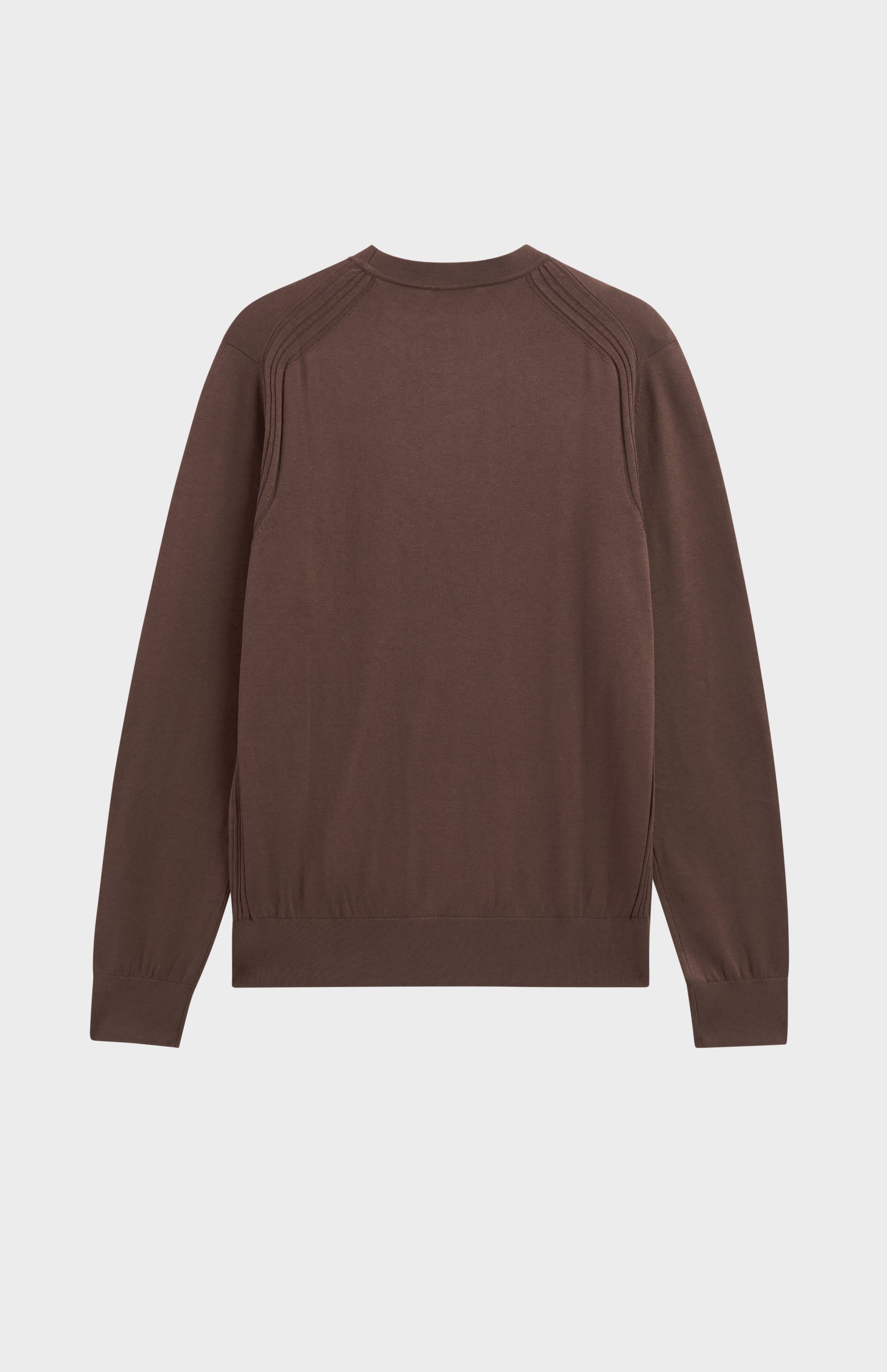 Men's Silk And Cotton Crew Neck Jumper In Chocolate Brown