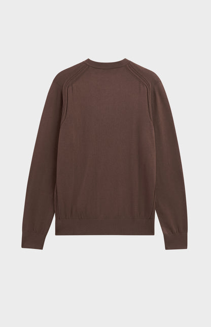 Men's Silk And Cotton Crew Neck Jumper In Chocolate Brown