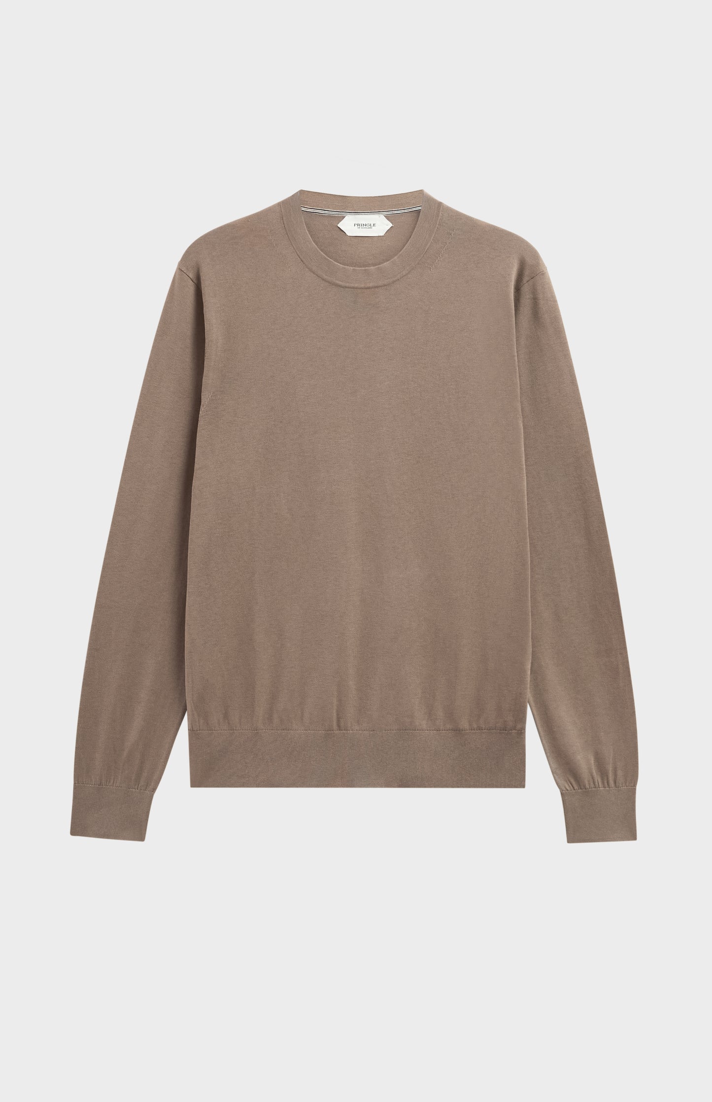 Men's Silk And Cotton Crew Neck Jumper In Mushroom