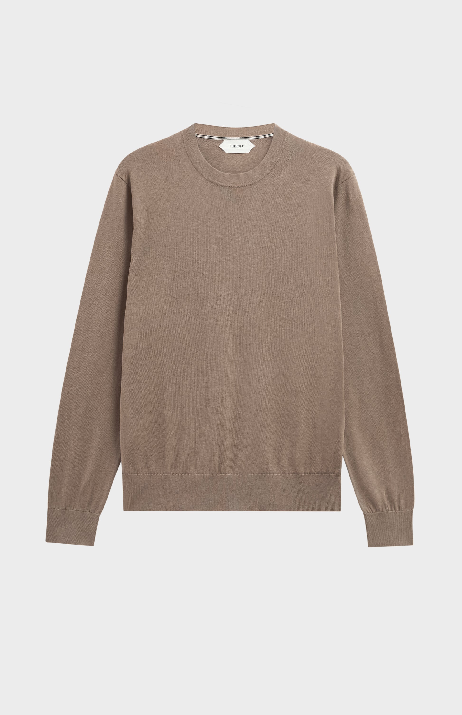 Men's Silk And Cotton Crew Neck Jumper In Mushroom