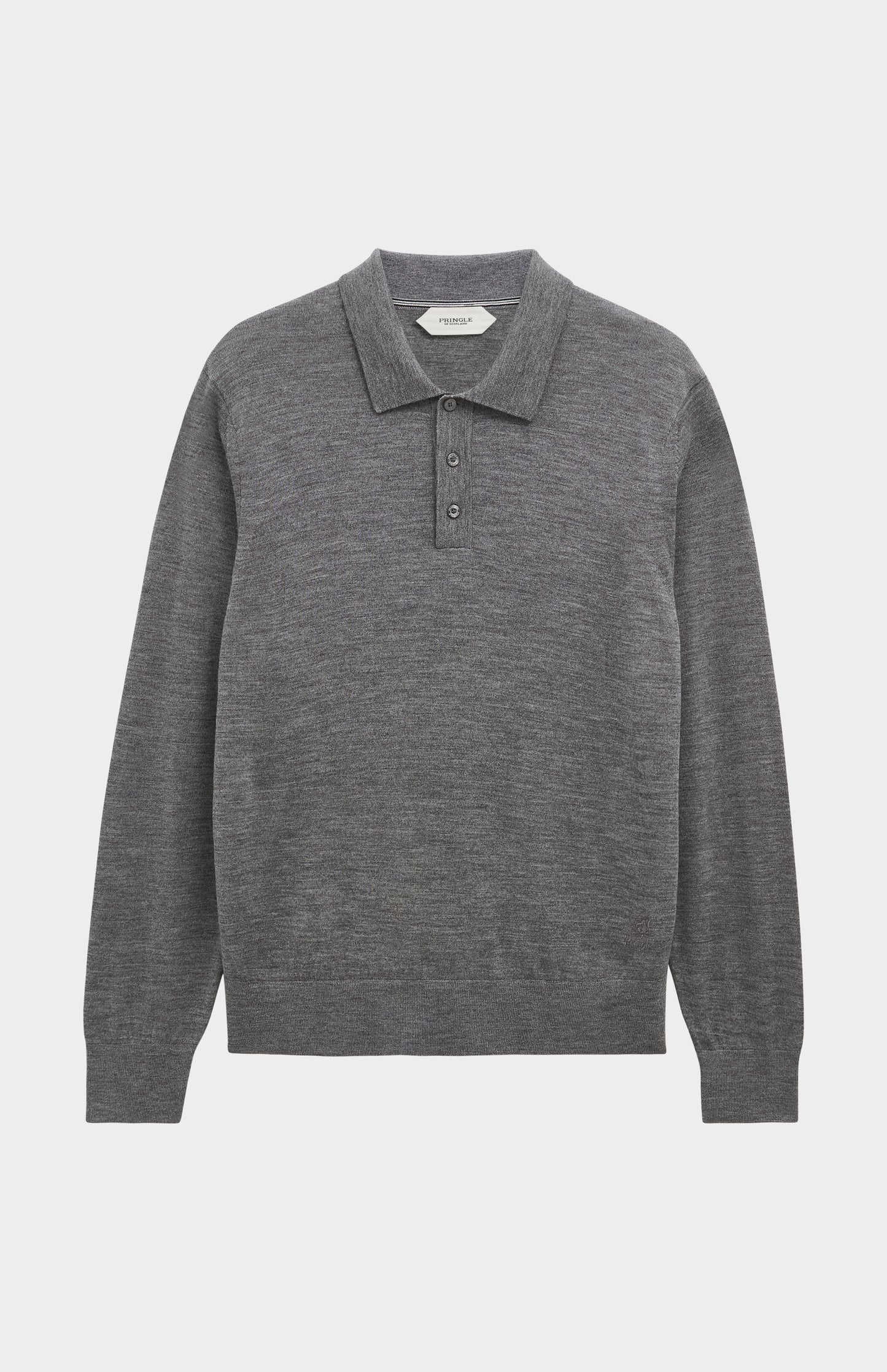 Pringle Men's Polo Shirt Extra Fine Merino Wool Jumper in Grey Melange
