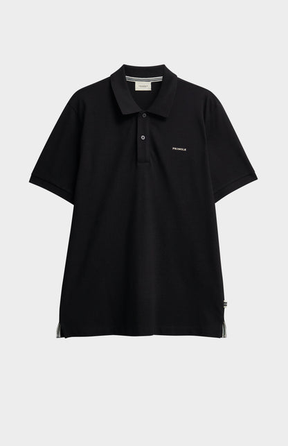 Men's Cotton Modal Pique Polo Shirt In Black