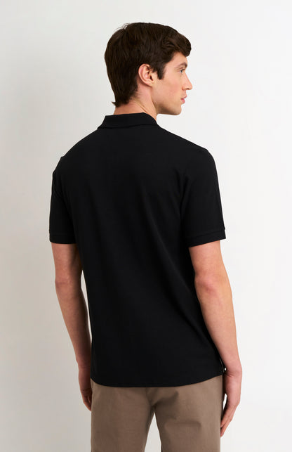 Men's Cotton Modal Pique Polo Shirt In Black