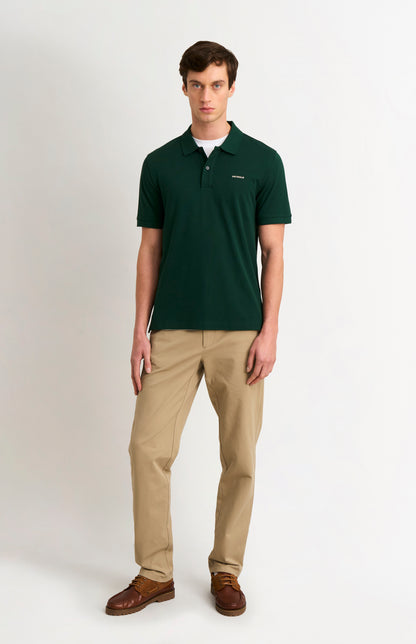 Men's Cotton Modal Pique Polo Shirt In Forest Green