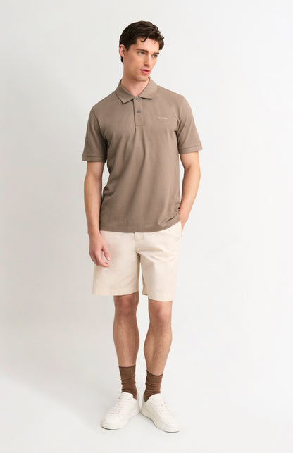 Men's Cotton Modal Pique Polo Shirt In Mushroom
