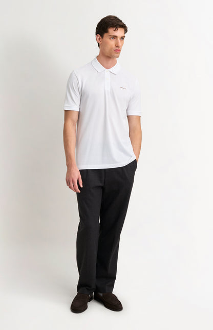 Men's Cotton Modal Pique Polo Shirt In White