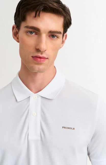 Men's Cotton Modal Pique Polo Shirt In White