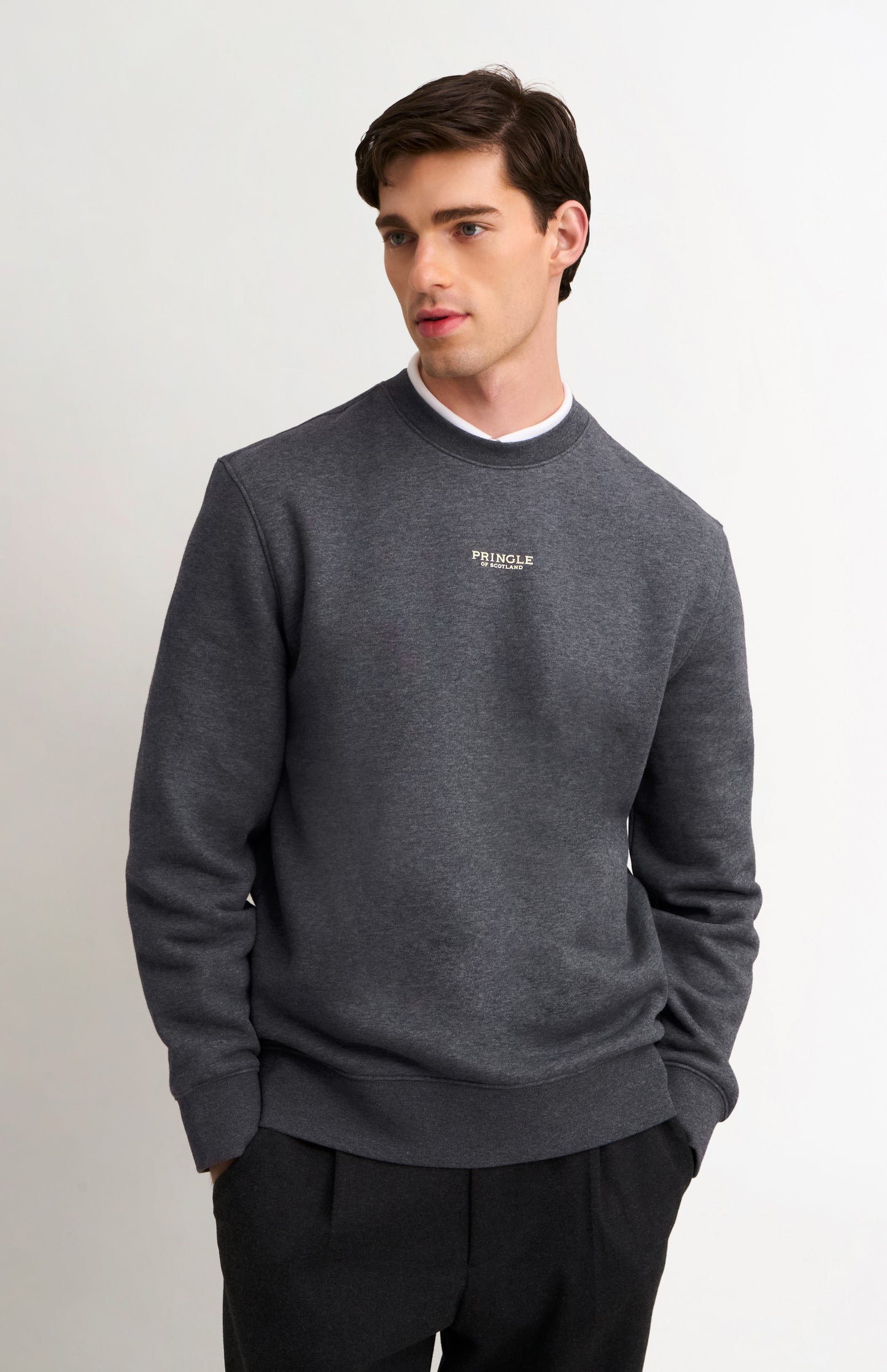 Men's Crew Neck Sweatshirt In Charcoal Melange